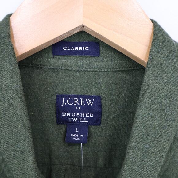 J.Crew Factory Men's Classic Brushed Twill Button Down Shirt Olive Green L NWT - Picture 3 of 8